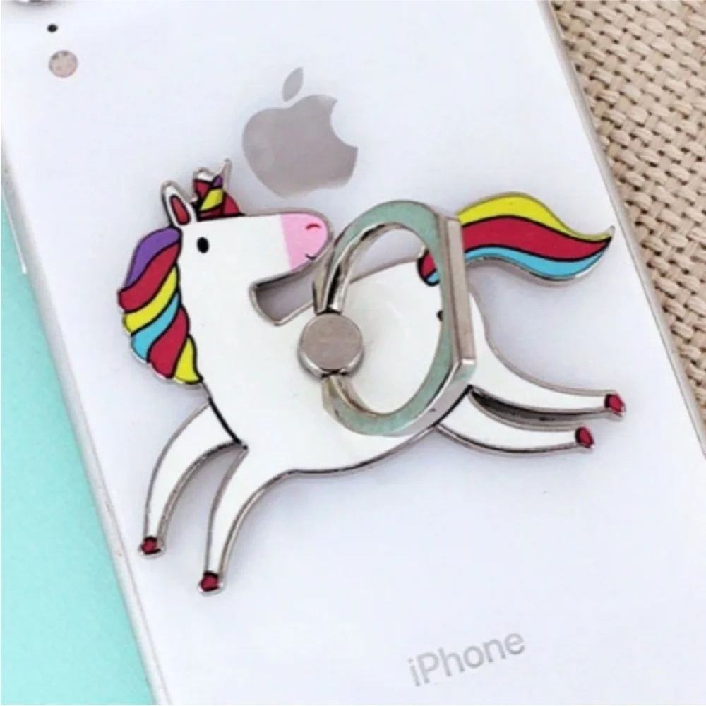 Unicorn Phone Ring Grip & Stand | Rainbow Silver Tone